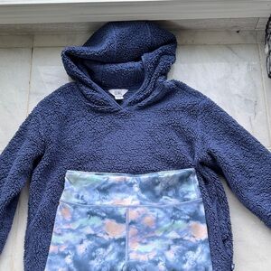 Athleta Girl Navy Sherpa Hoodie and Leggings Set